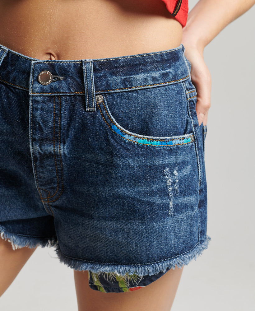 Vintage High Rise Cut Off Shorts - Salem Mid Worn Blue