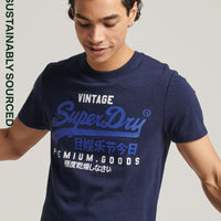 Organic Cotton Vintage Logo T-shirt - Midnight Blue Grit