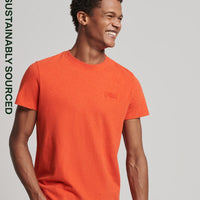 Organic Cotton Vintage Logo Embroidered T-Shirt - Bright Orange Marl