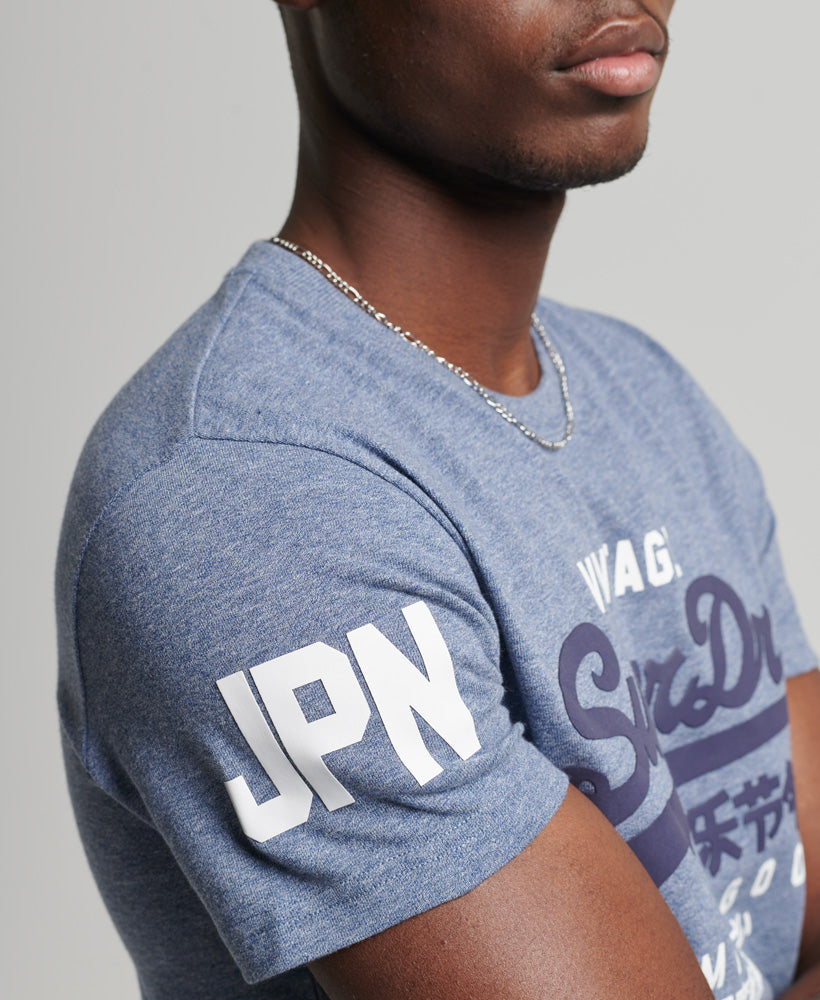 Organic Cotton Vintage Logo T-shirt - Tois Blue Heather