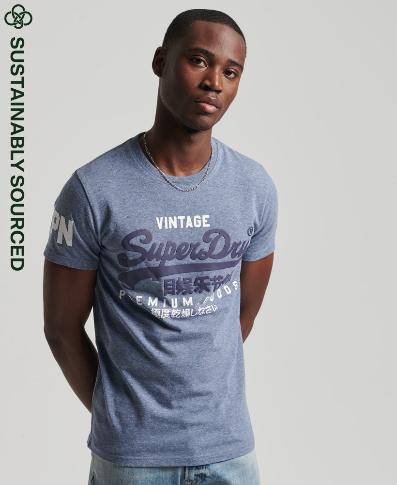 Organic Cotton Vintage Logo T-shirt - Tois Blue Heather
