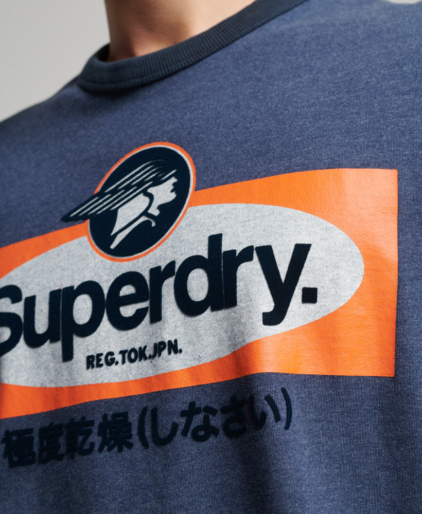 Core Logo Graphic Ringer T-Shirt - Navy Marl