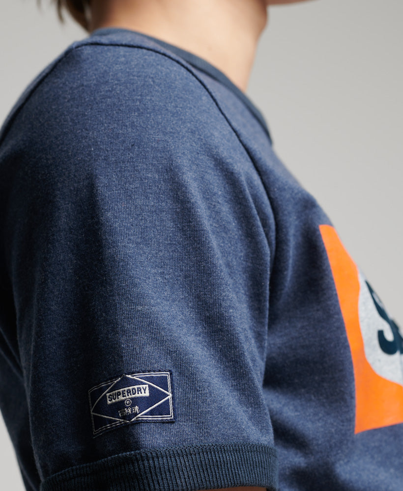 Core Logo Graphic Ringer T-Shirt - Navy Marl