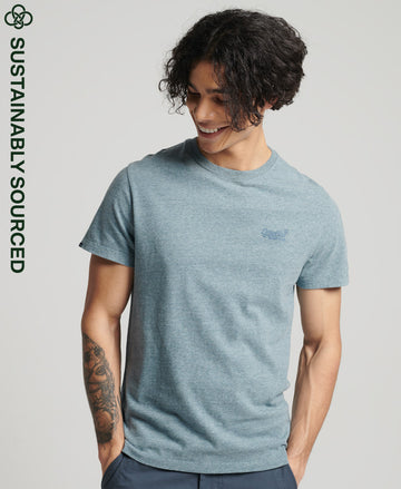 Organic Cotton Vintage Logo Embroidered T-Shirt - Desert Sky Blue Grit