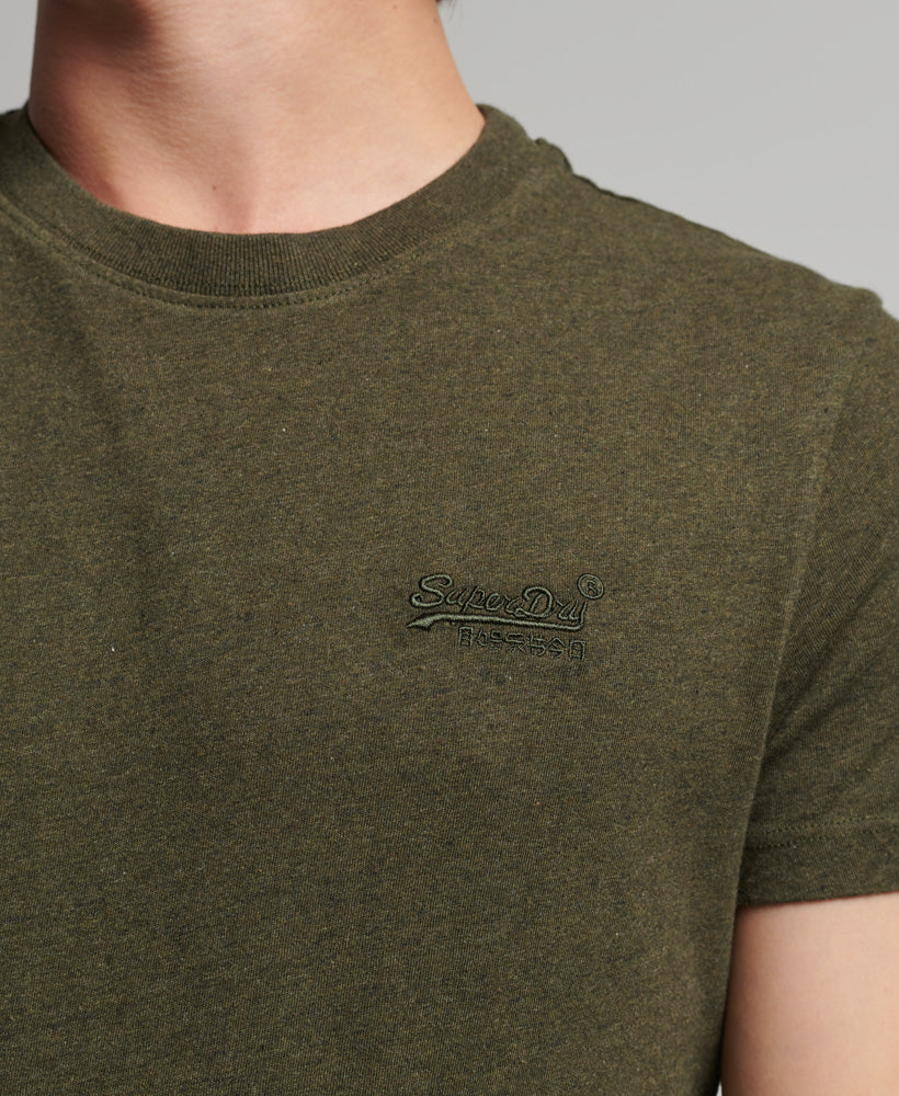 Organic Cotton Vintage Logo Embroidered T-Shirt - Winter Khaki Grit