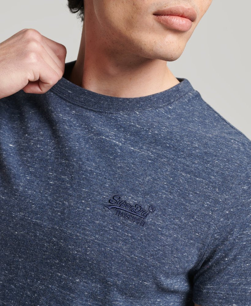 Organic Cotton Vintage Logo Embroidered T-Shirt - Navy