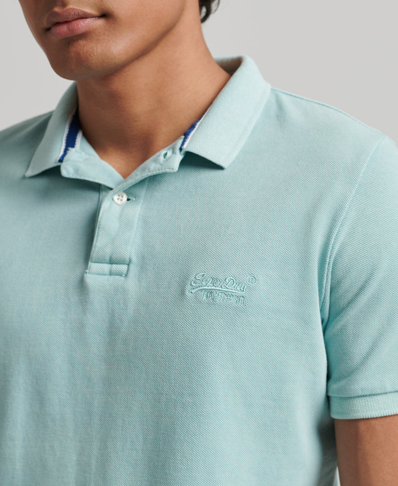 Organic Cotton Vintage Destroy Polo Shirt - Green