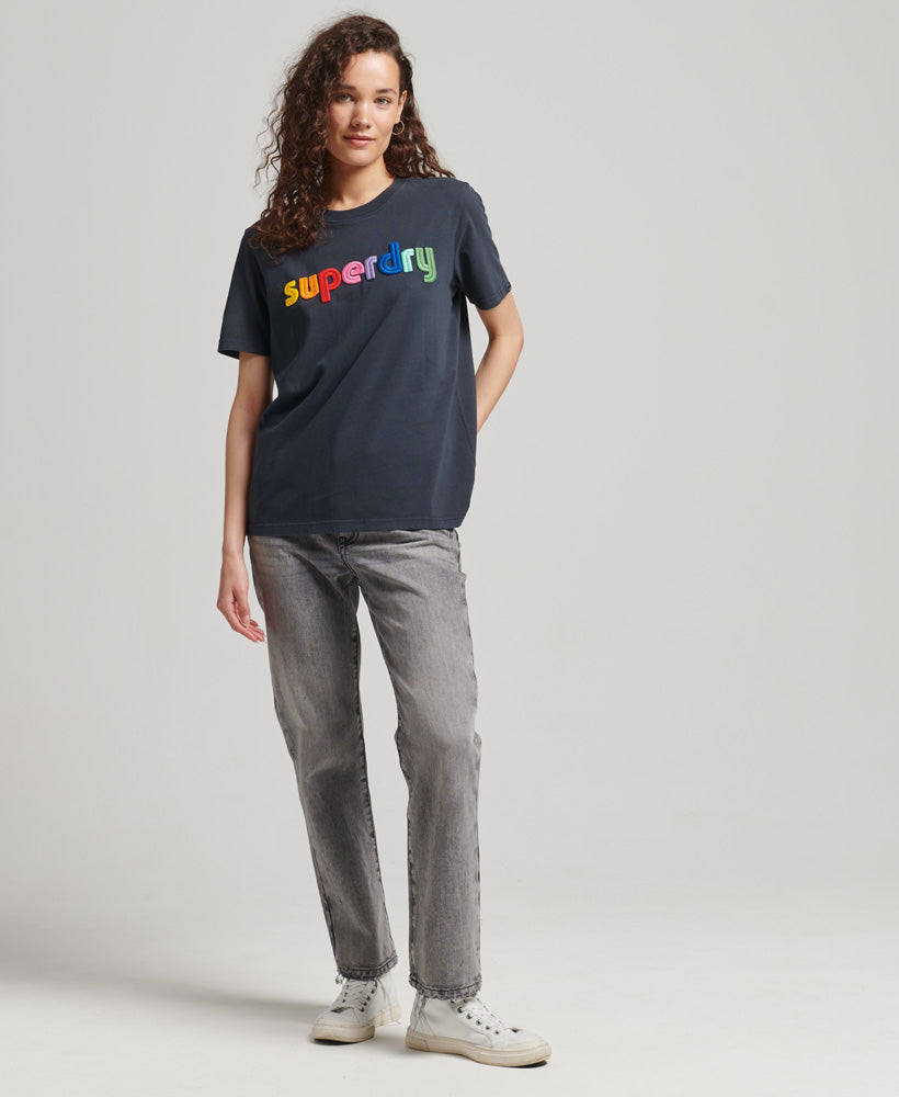 Vintage Core Logo Rainbow T-Shirt - Dark Navy