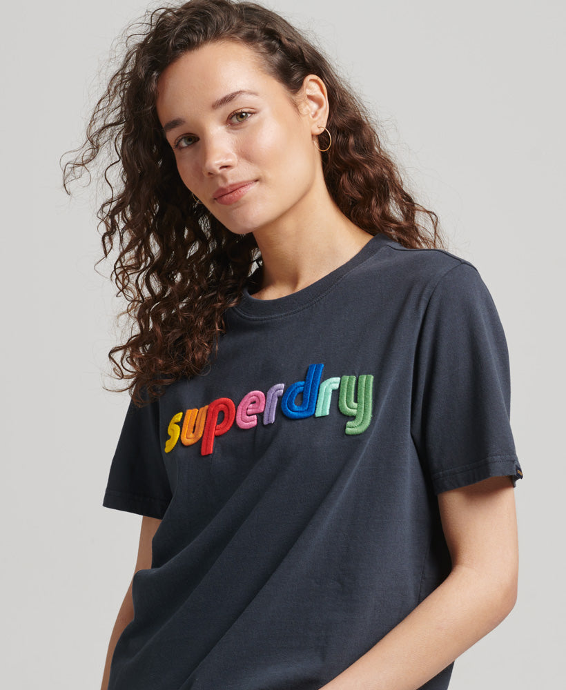 Vintage Core Logo Rainbow T-Shirt - Dark Navy