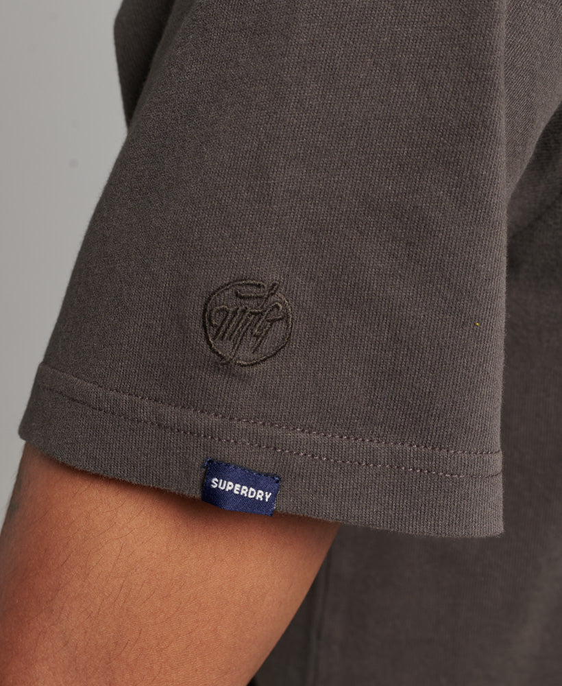 Embroidered Script Logo T-Shirt - Vintage Black
