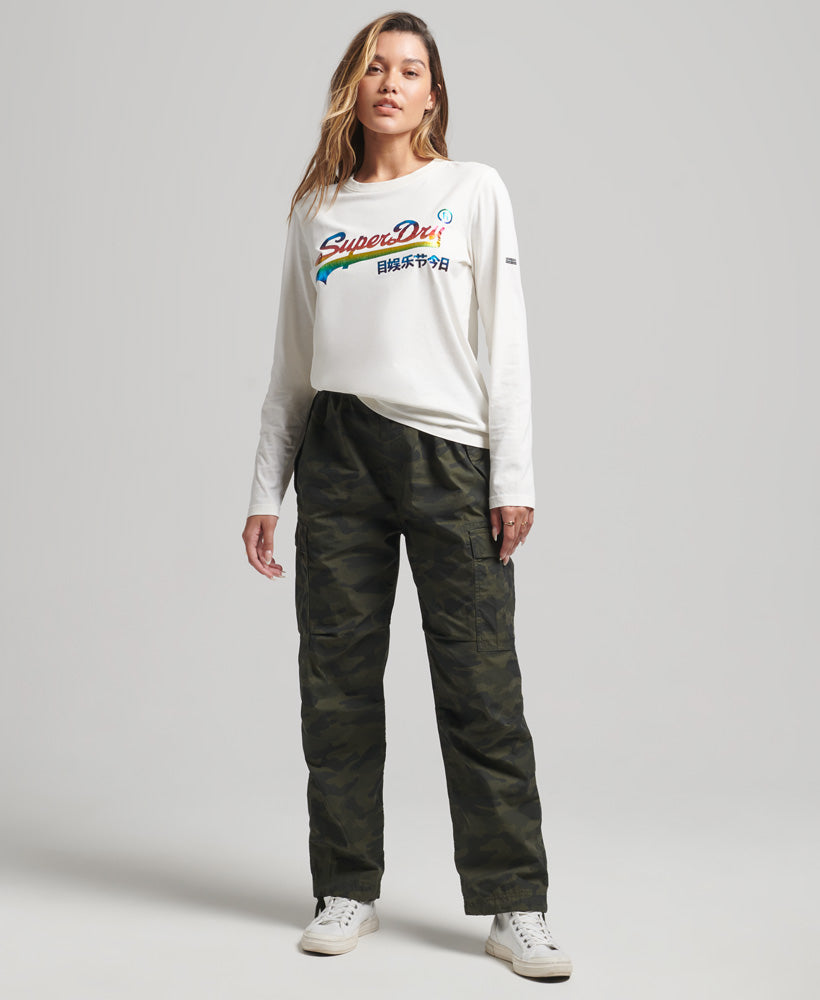 Vintage Logo Rainbow Long Sleeve Top - Off White