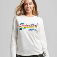 Vintage Logo Rainbow Long Sleeve Top - Off White