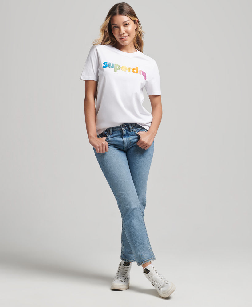 Vintage Core Logo Rainbow T-Shirt - Optic