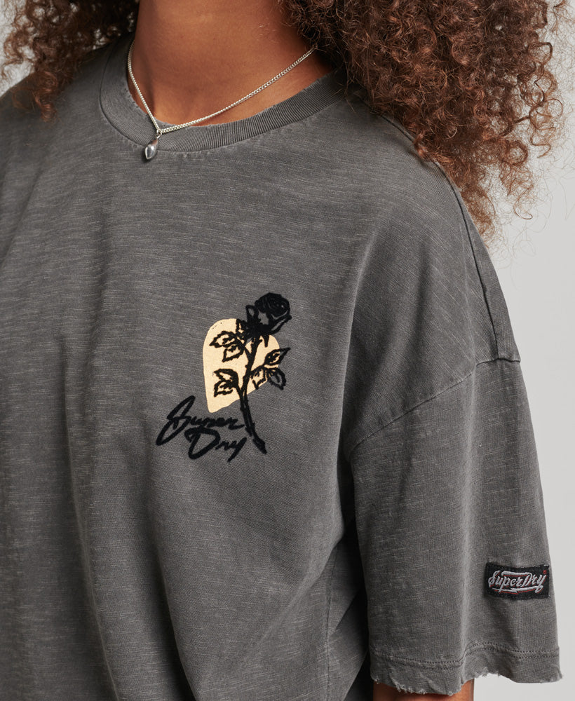 Rock Graphic Loose Fit Band T Shirt - Dark Washed Black