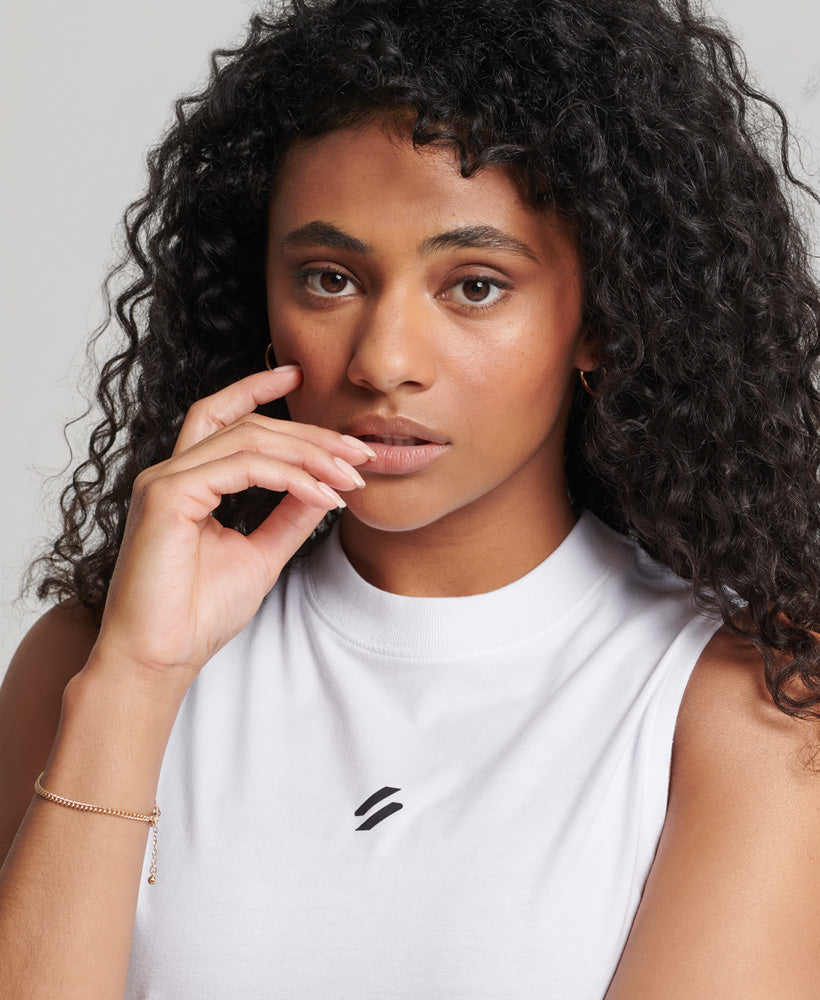 Train Longline Mock Neck Tank Top - Optic