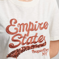 Embellished Graphic Logo T-Shirt - Oatmeal
