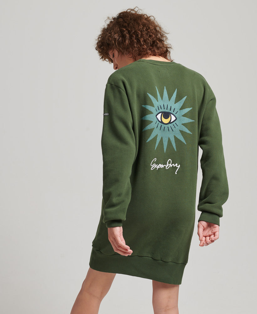 Nomadic Folk Sweatshirt Dress - Army Green