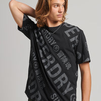 All Over Print Logo Loose T-Shirt - Black