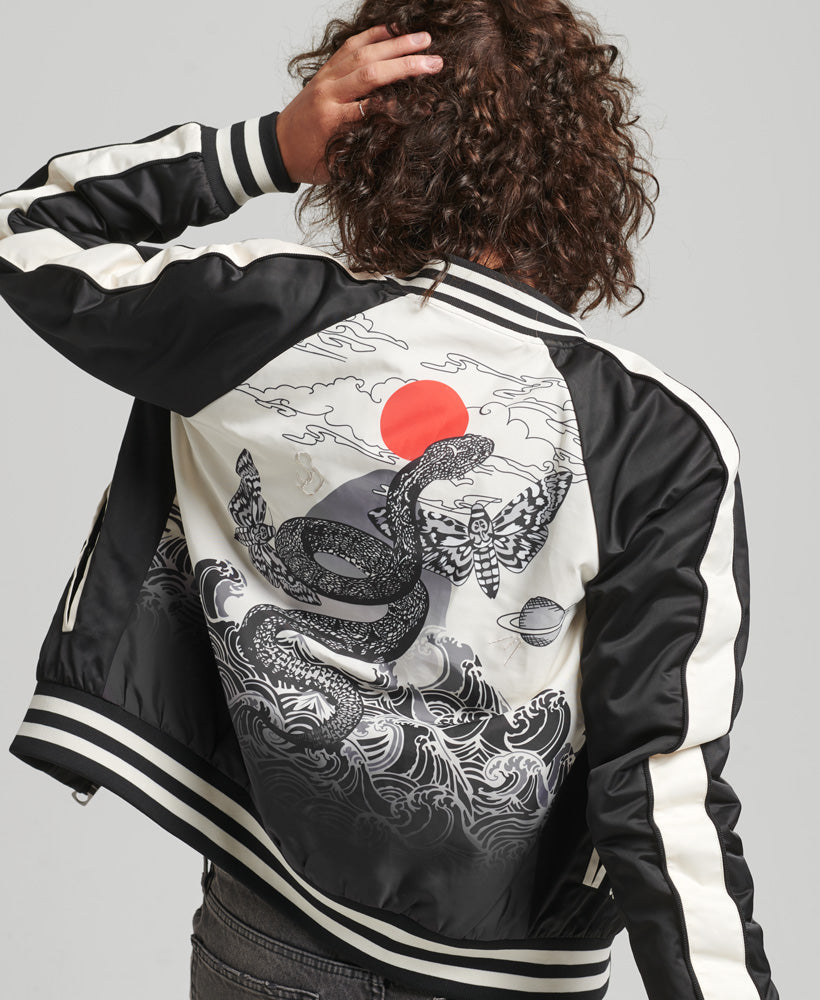 Suikajan Embroidered Bomber Jacket - Black