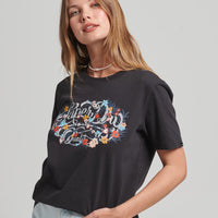 Floral Scripted T-Shirt - Blackboard