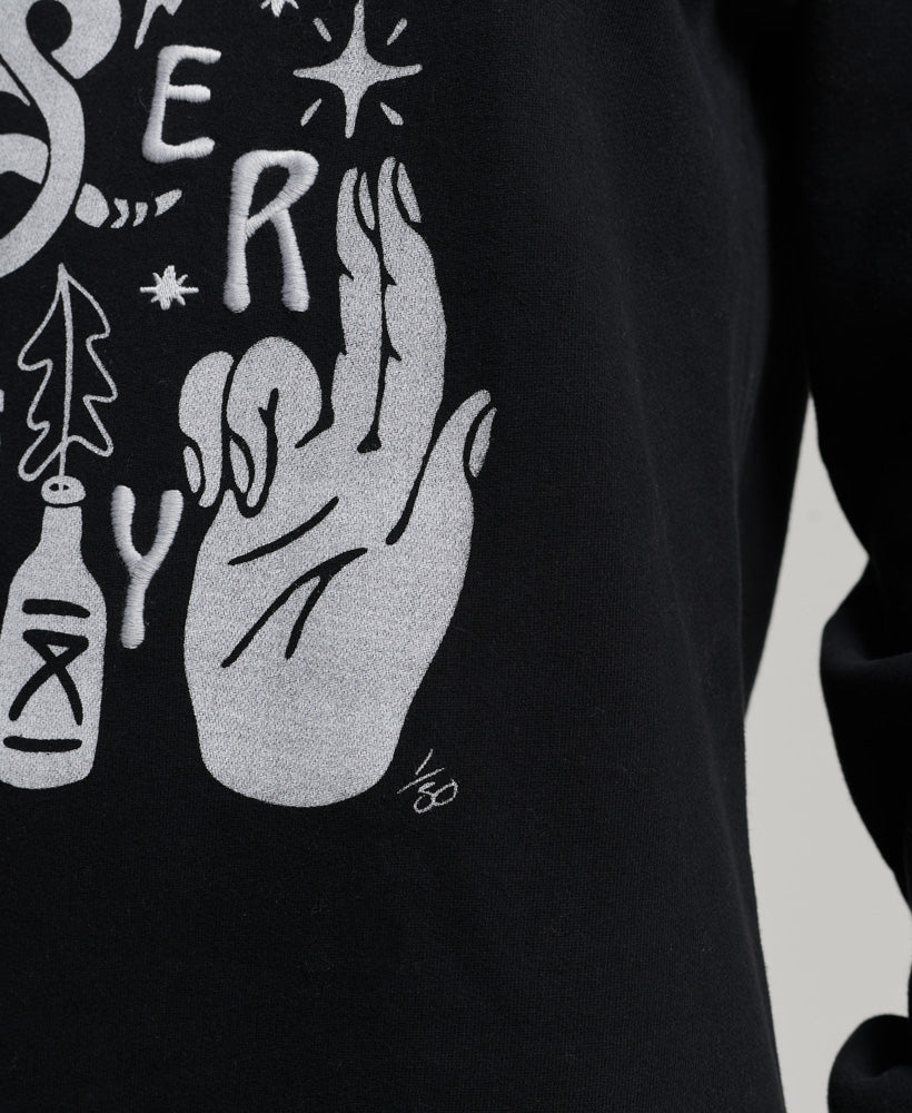 Nomadic Folk Sweatshirt Dress - Black
