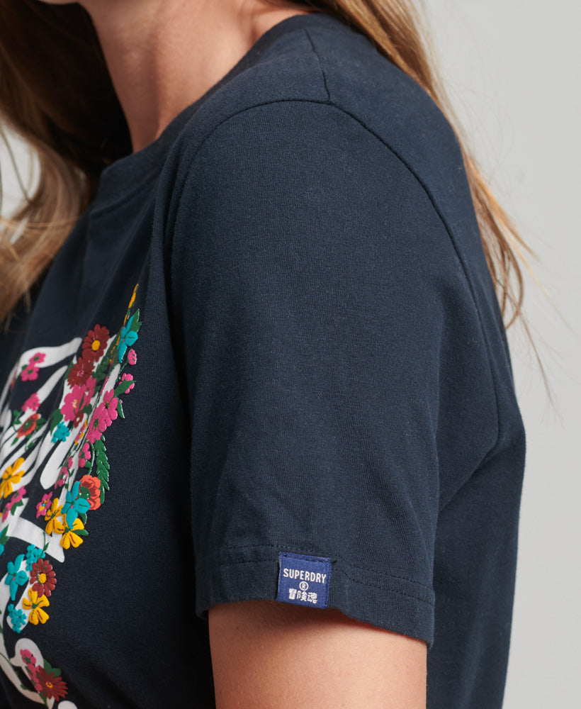 Script Style Floral T-Shirt - Eclipse Navy