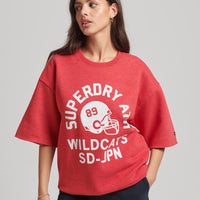 College Short Sleeve Crew Sweatshirt - Risk Red Marl