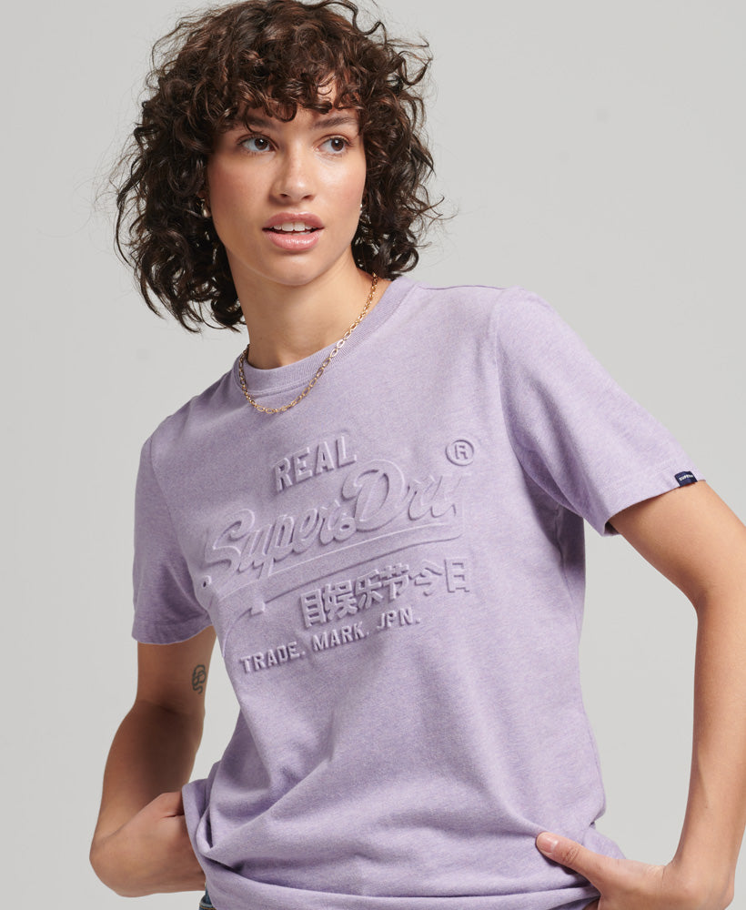 Vintage Logo Embossed T-Shirt - Pale Lilac Marl