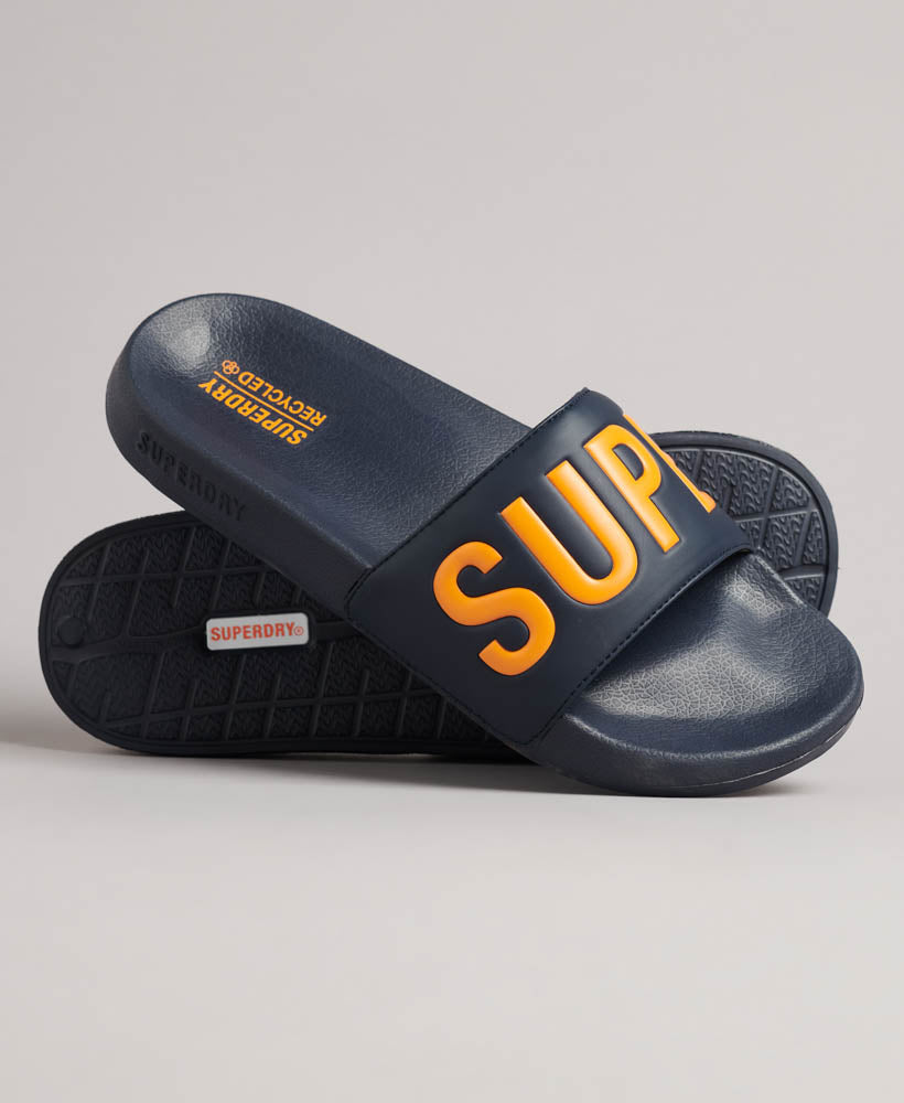 Core Vegan Pool Sliders - Eclipse Navy/Bright Marigold Orange