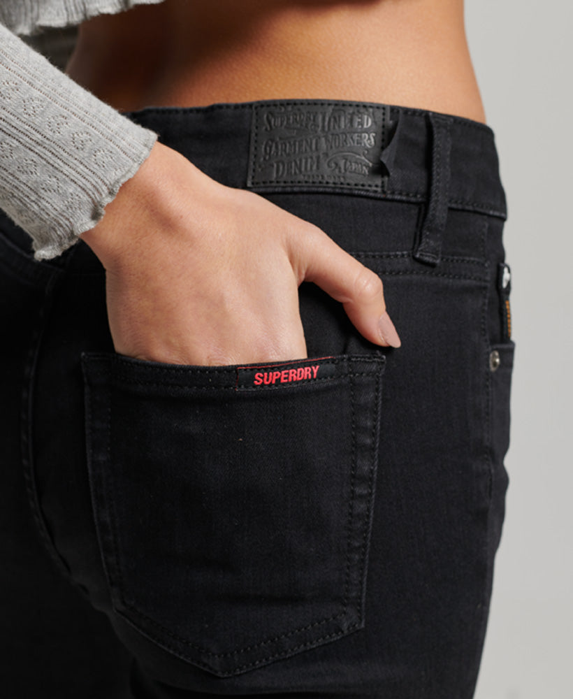 Organic Cotton Vintage Mid Rise Skinny Jeans - Black Rinse