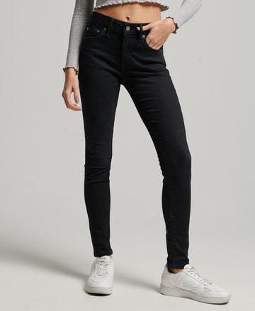 Organic Cotton Vintage Mid Rise Skinny Jeans - Black Rinse