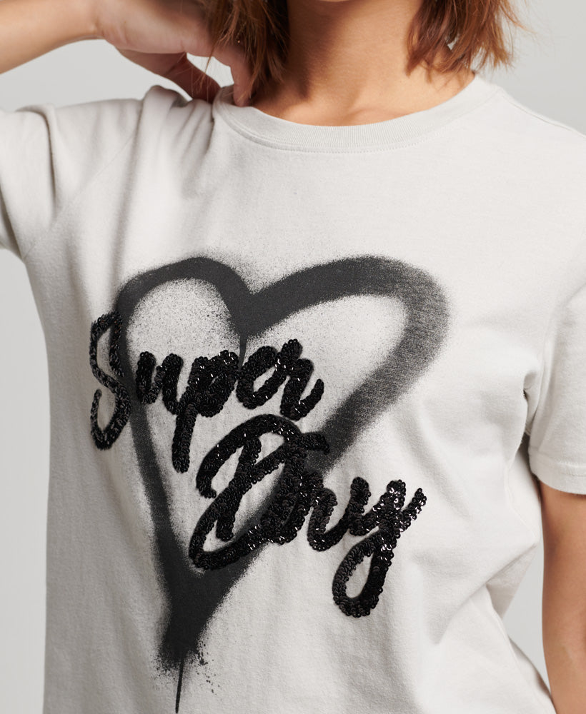 Vintage Embellished T-Shirt - Light Grey