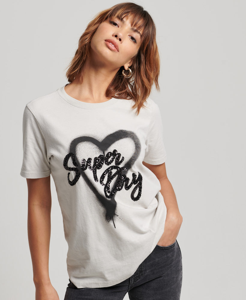 Vintage Embellished T-Shirt - Light Grey