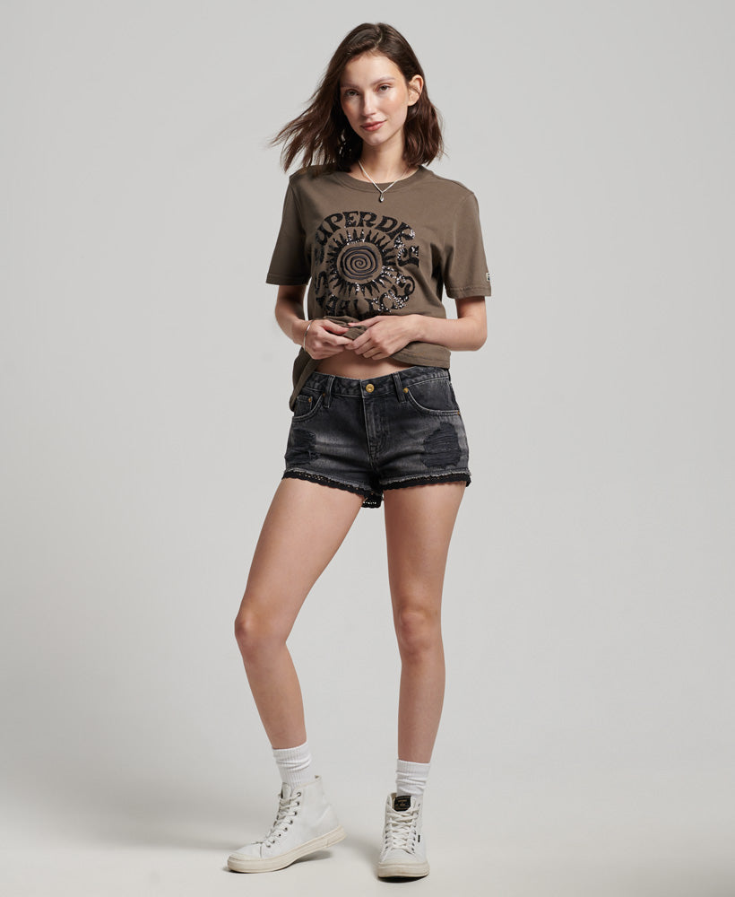 Vintage Embellished T-Shirt - Khaki