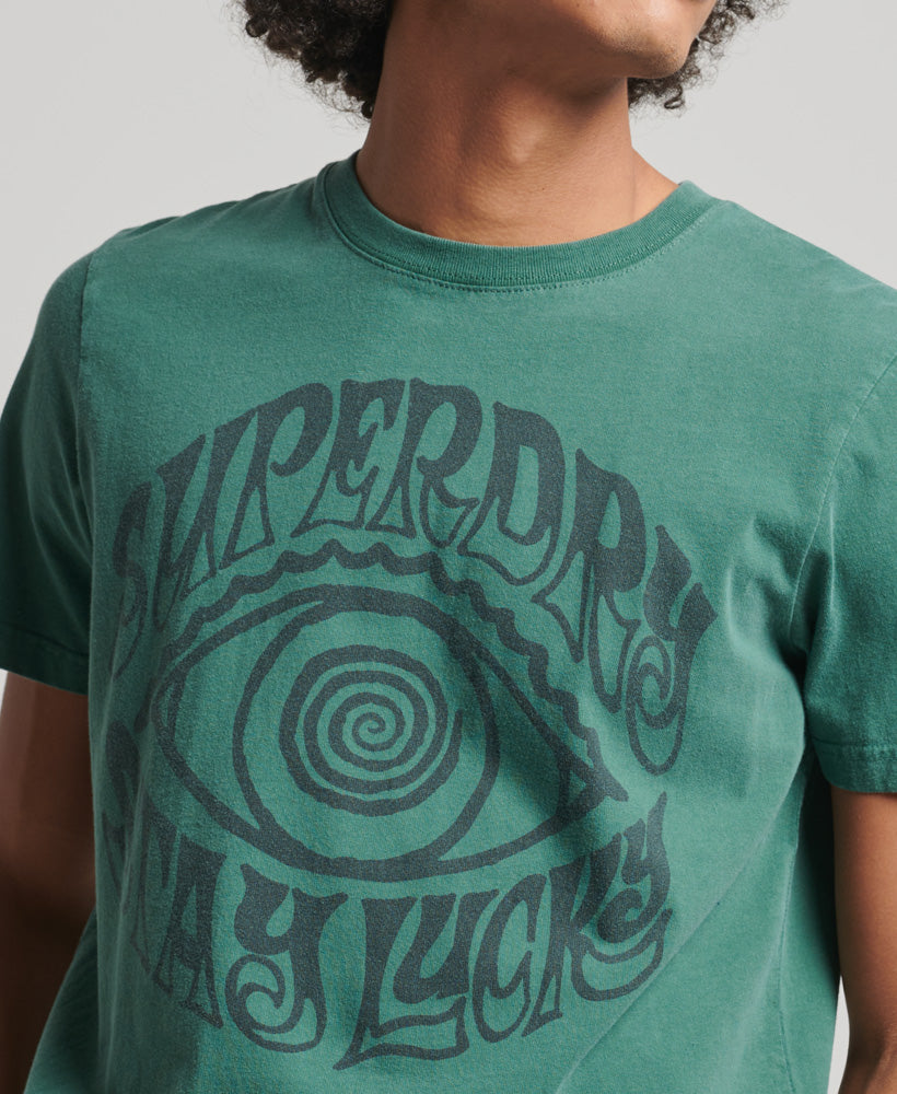 Psych Rock Script T-Shirt - Green