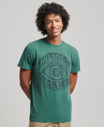 Psych Rock Script T-Shirt - Green