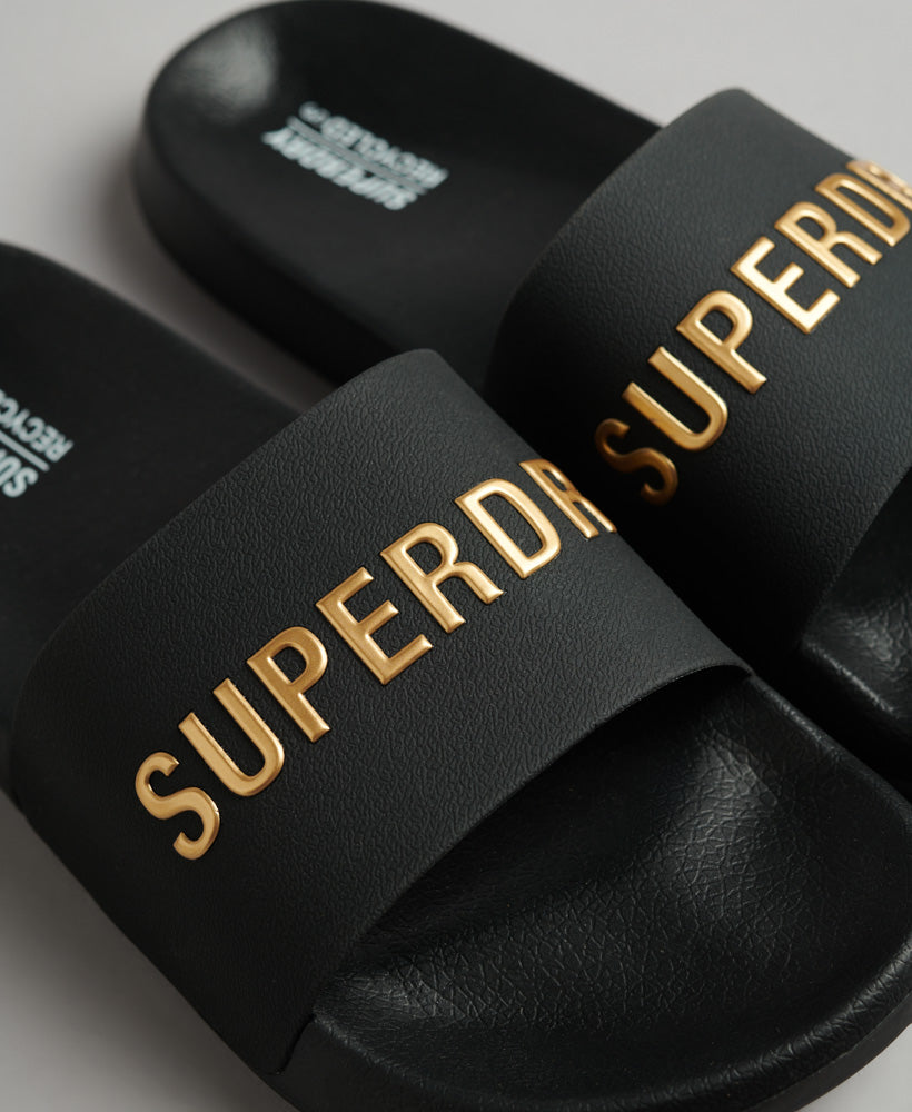 Code Logo Pool Sliders - Black/Gold