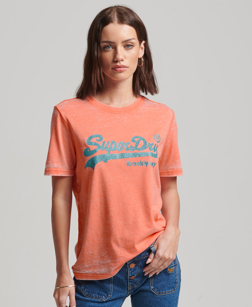 Embellished Vintage Logo T-Shirt - Fusion Coral