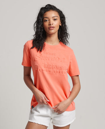 Embossed Vintage Logo T-Shirt - Fusion Coral