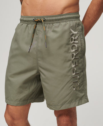 Premium Embroidered 17" Swim Shorts - Light Khaki Green