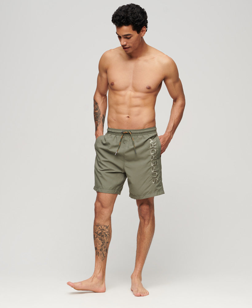 Premium Embroidered 17" Swim Shorts - Light Khaki Green