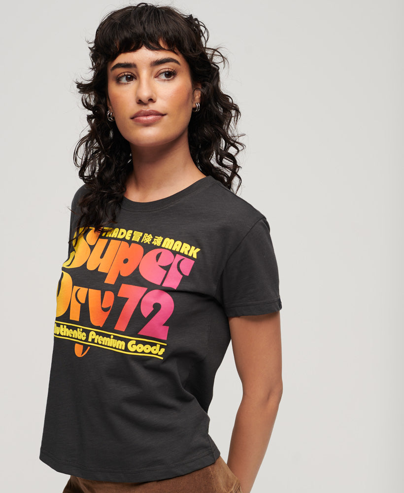 70S Retro Logo Graphic T-Shirt - Washed Black
