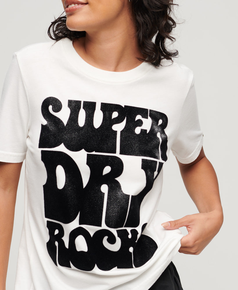 70S Retro Rock Logo T-Shirt - Ecru