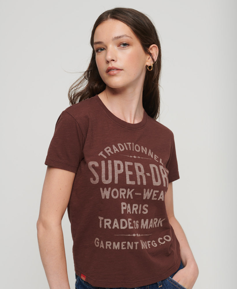 Archive Script Graphic T-Shirt - Deep Mahogany Brown Slub