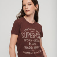 Archive Script Graphic T-Shirt - Deep Mahogany Brown Slub