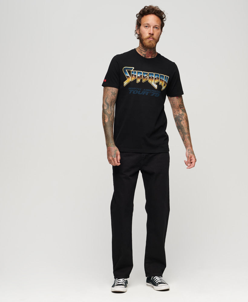 70'S Rock Graphic Band T-Shirt - Black