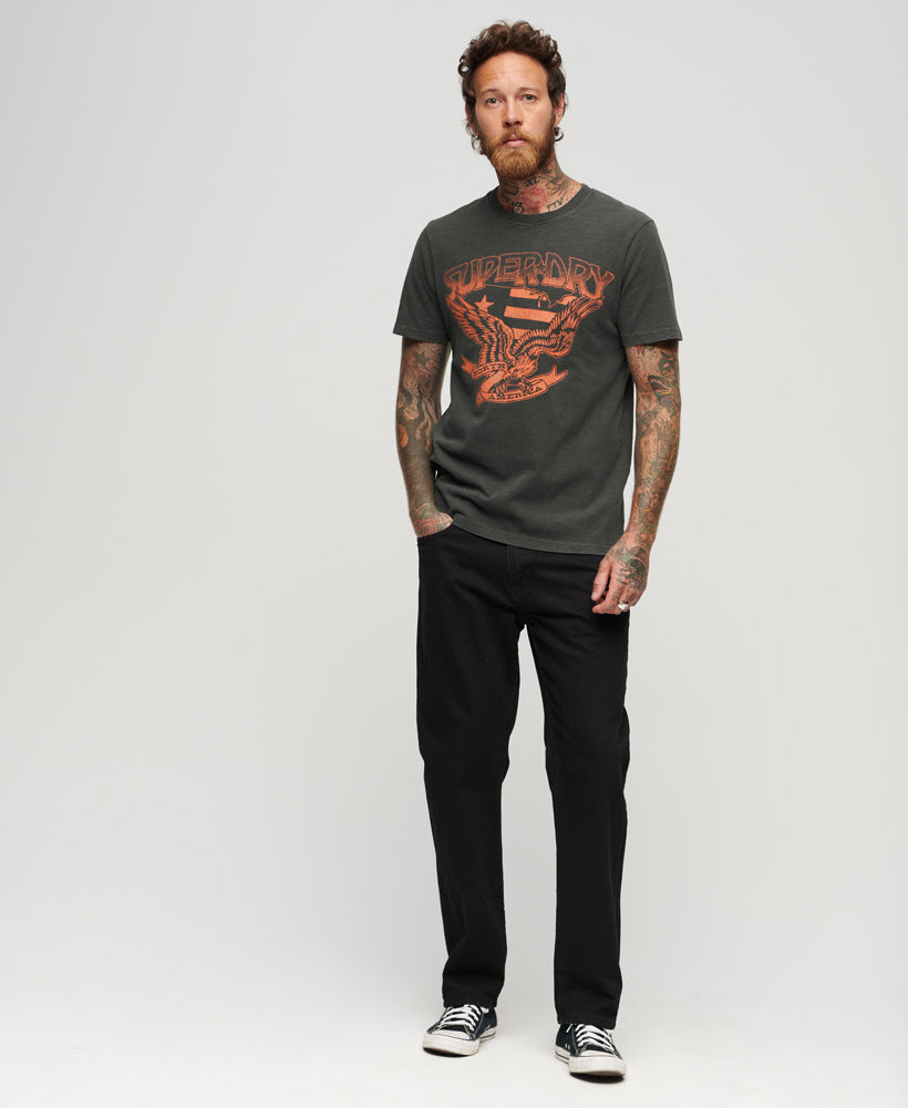 70S Lo-Fi Graphic Band T-Shirt - Washed Black Slub