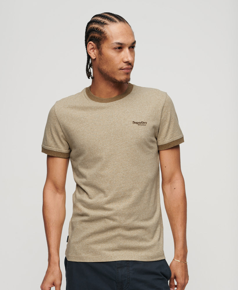 Essential Logo Ringer T-Shirt - Tan Brown Fleck Marl/Buck Tan Marl