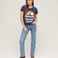 70S Retro Logo Graphic T-Shirt - Lauren Navy