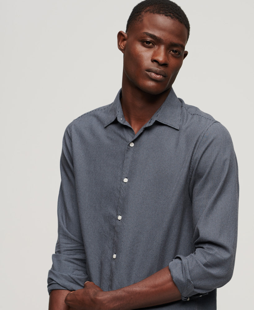 Long Sleeve Cotton Smart Shirt - Navy Blue Mix
